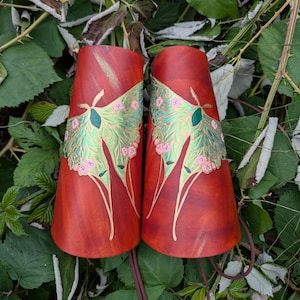 Lunar Moth Fairy Elven Bracers Vambraces Cosplay Leather Armor Renfaire