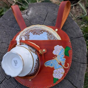 Papillon de nuit lunaire, fleur, étui pour tasse à thé victorien, ceinture Steampunk de la Renaissance, support pour service à thé