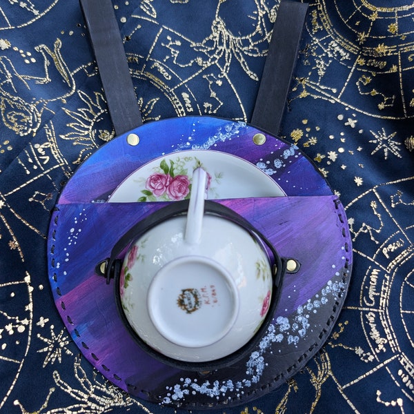 Teacup Holster with Platinum Rose Cup and Saucer