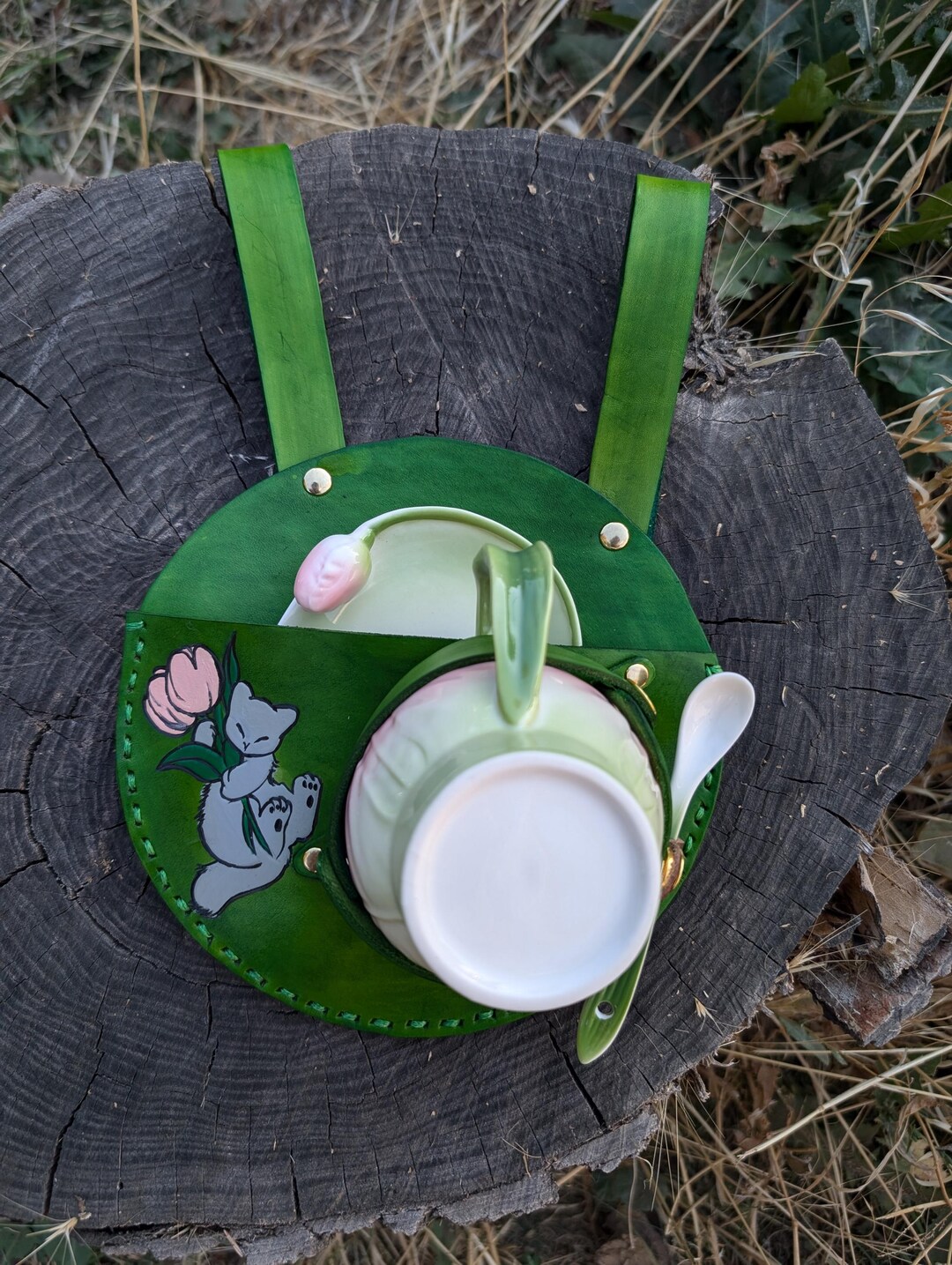 Green Mini Teacup Holster and Skirt Hike Accessory Set