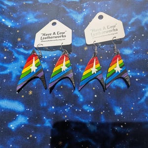 Star Galaxy  Leather Earrings