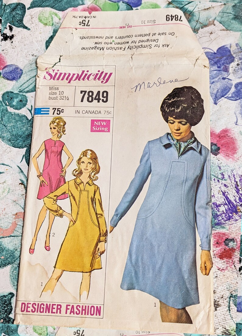 7849 1968 Misses A-line Dress Pattern -- Simplicity 7849 - Etsy