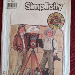 1988 Vintage Simplicity Safari Adventure Club Boy&#39;s Pattern #8821