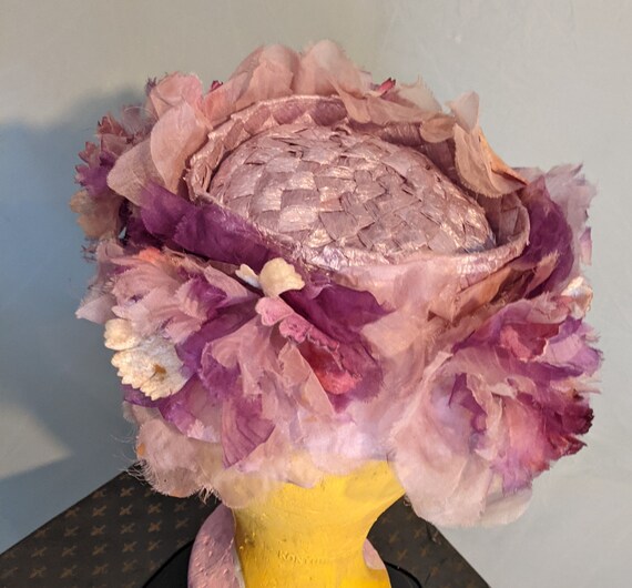 Vintage Pink and Purple Garden Party Hat - image 4
