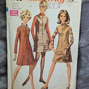 1968 Front-Zippered A-Line Dress Pattern -- Simplicity 7758