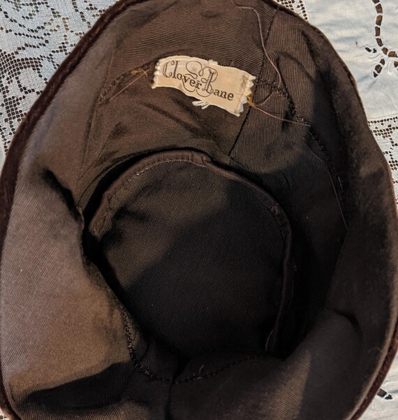 Vintage Rich Brown Velvet Bucket-Cloche Hat by Cl… - image 6
