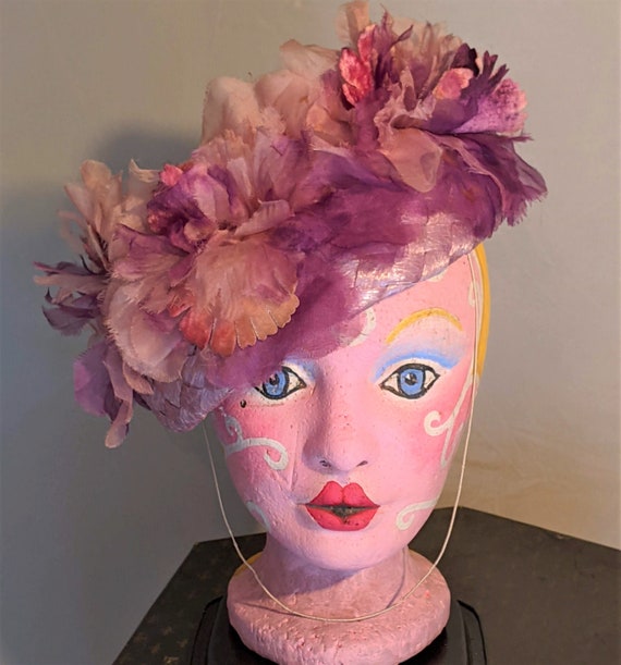 Vintage Pink and Purple Garden Party Hat - image 1