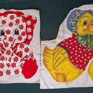 Vintage Cut-&-Sew print pillows - Elephant and Duck