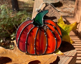 Stained glass pumpkin * orange * fall * Halloween * Thanksgiving