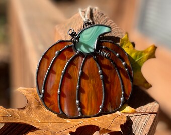 Stained glass pumpkin * orange * fall * Halloween * Thanksgiving