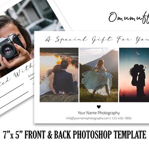 Plantilla de certificado de regalo de fotografía 7x5, plantilla de tarjeta de regalo para fotógrafos, cupón de regalo de fotografía, Photoshop PSD *INSTANT DOWNLOAD*