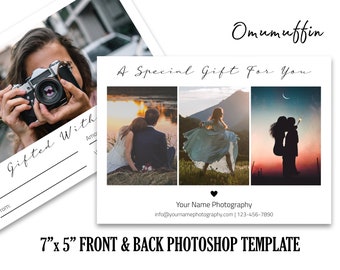7x5 Photography Gift Certificate Template, Gift Card Template for Photographers, Photography Gift Voucher, Photoshop PSD *INSTANT DOWNLOAD*