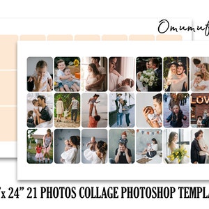 36x24 Wall Poster Collage Template for 21 Photos, Big Photography Template, Photoshop Photo Collage Template, Photoshop PSD INSTANT DOWNLOAD
