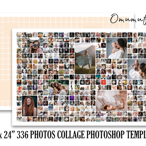 36x24 Wall Poster Collage Template 336 Photos, Big Photography Template, Photoshop Photo Collage Template, Photoshop PSD INSTANT DOWNLOAD