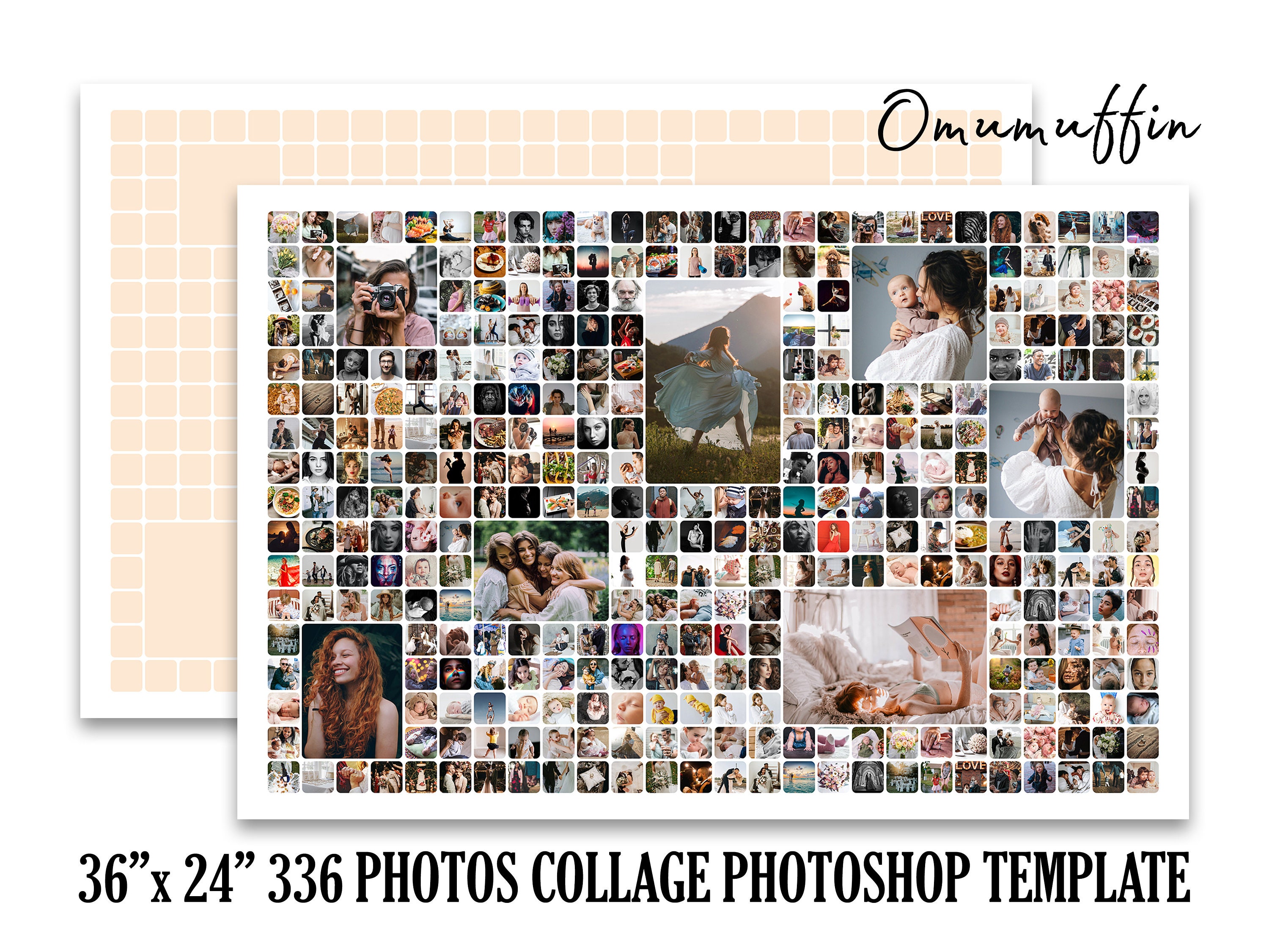 36x24 Wall Poster Collage Template 336 Photos, Big Photography Template 36x24 Wall Poster Collage Template 336 Photos, Big Photography Template