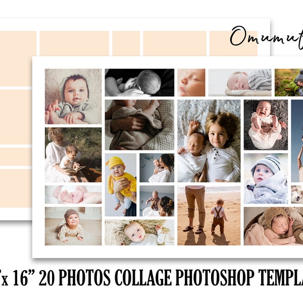 24x16 Storyboard Template for 20 photos - Photo Collage Template - Wedding Template - Newborn Composite - Photoshop PSD *INSTANT DOWNLOAD*