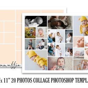 14x11 Photo Collage Template for 20 photos - Wedding Collage - Anniversary Template - Newborn Composite - Photoshop PSD *INSTANT DOWNLOAD*