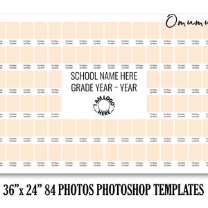 36x24 School Composite Photo Template for 84 photos-Photoshop Collage Template for Class, Yearbook & Groups-Photoshop PSD *INSTANT DOWNLOAD*