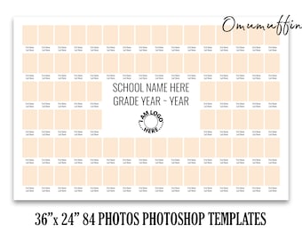 36x24 School Composite Photo Template for 84 photos-Photoshop Collage Template for Class, Yearbook & Groups-Photoshop PSD *INSTANT DOWNLOAD*