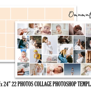 36x24 Picture collage template for 22 Photos - Big Photography Template - Photoshop Photo Collage Template -Photoshop PSD *INSTANT DOWNLOAD*