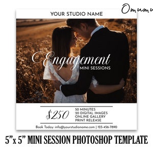 Engagement Mini Sessions Template, Engagement Minis, Couple, Business Marketing Card Template, Photographers, Photoshop PSD INSTANT DOWNLOAD