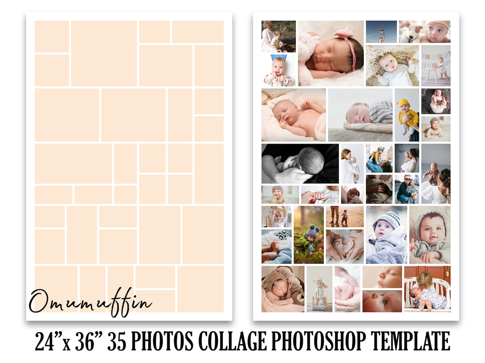 24x36 Poster Collage Template for 35 Photos Photo Collage Template 24x36 Poster Collage Template for 35 Photos Photo Collage Template