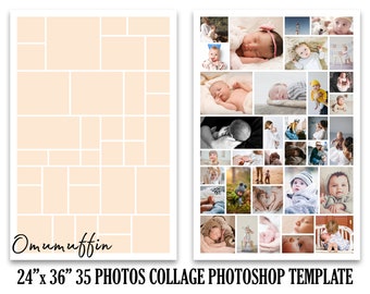 24x36 Poster Collage Template for 35 Photos - Photo Collage Template - Big Collage Photoshop Template - Photoshop PSD *INSTANT DOWNLOAD*