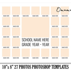 10x8 School Composite Photo Template for 27 photos - Photoshop Collage Template for Class, Yearbook & Groups -Photoshop PSD INSTANT DOWNLOAD