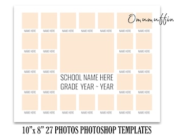10x8 School Composite Photo Template for 27 photos - Photoshop Collage Template for Class, Yearbook & Groups -Photoshop PSD INSTANT DOWNLOAD
