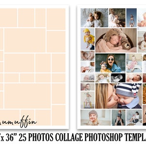 24x36 Poster Collage Template for 25 Photos - Big Photography Template - Photoshop Photo Collage Template - Photoshop PSD *INSTANT DOWNLOAD*