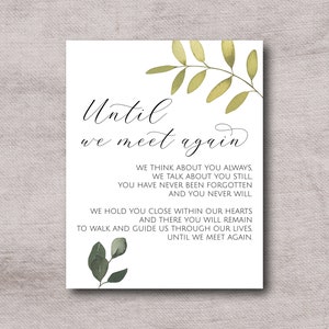 8X10 Until We Meet Again Sign, Memorial Printable Sign, Wedding Photo Table Sign, In Loving Memory Wedding Sign, Wedding Memorial Table Sign