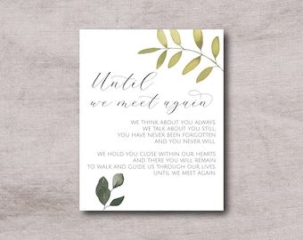 8X10 Until We Meet Again Sign, Memorial Printable Sign, Wedding Photo Table Sign, In Loving Memory Wedding Sign, Wedding Memorial Table Sign