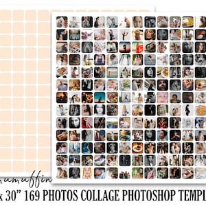 30x30 Wall Display Collage Template 169 Photos, Big Photography Collage, School Composite, Wedding Poster, Photoshop PSD INSTANT DOWNLOAD