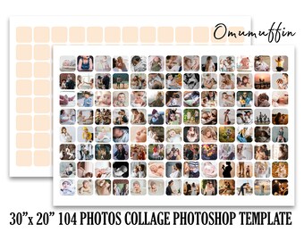 30x20 Wall Photo Collage Template 104 Photos, Big Photography Template, Photoshop Photo Composite Template, Photoshop PSD INSTANT DOWNLOAD