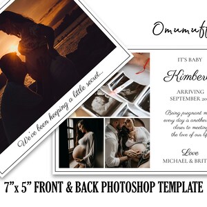 We&#39;re Expecting Announcement Card, Baby Announcement Card Template, Pregnancy Announcement Printable Card, Photoshop PSD INSTANT DOWNLOAD