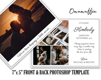 We're Expecting Announcement Card, Baby Announcement Card Template, Pregnancy Announcement Printable Card, Photoshop PSD INSTANT DOWNLOAD