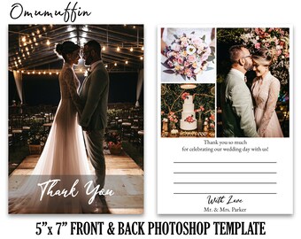 5x7 Wedding Thank You Card Template for Photographer, Thank You Template, Photography Photo Collage Template, Photoshop PSD INSTANT DOWNLOAD