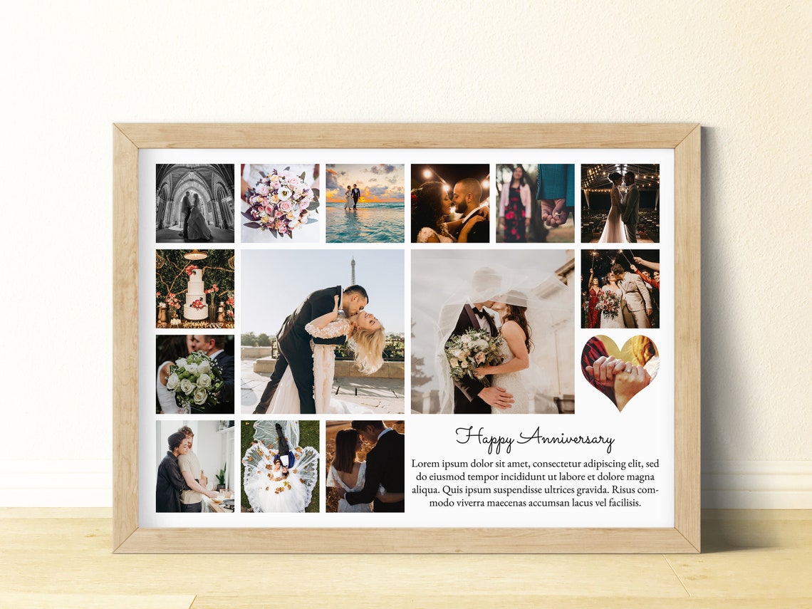 A3 Wedding Photos Collage Template in Portrait & Landscape Orientation