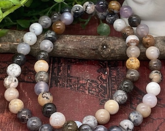 Amethyst Sage Dendritic Agate Stretch Bracelet