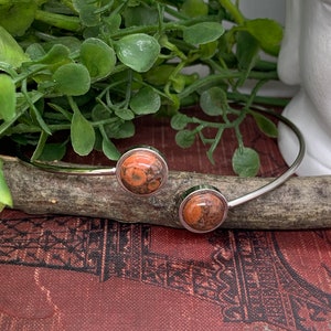 Leopardskin Jasper Stainless Steel Bangle