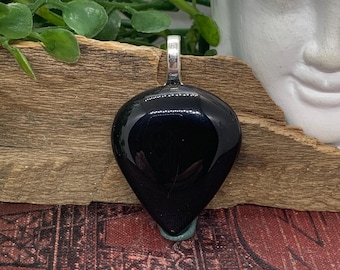 Pendentif plaqué argent onyx noir