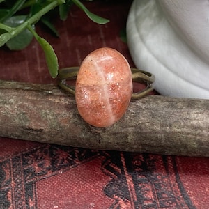 Confetti Sunstone Antique Brass Adjustable Ring