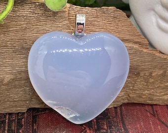 Blue Chalcedony Heart Pendant
