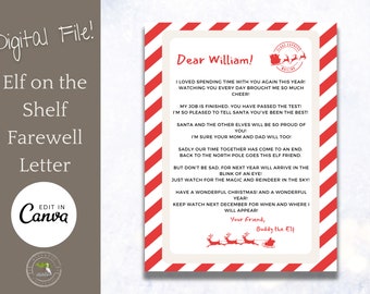 Elf on the Shelf Goodbye Letter - Personalize on Canva! - Customizable - Printable - Elf on the Shelf Farewell Letter