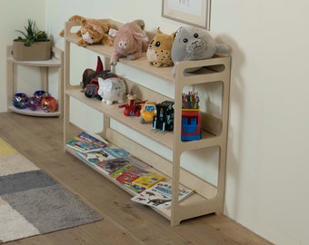 Wooden Toy shelf, h= 80cm/31.5",Modern, simple bookcase, Montessori bookshelf, Kids room decor,