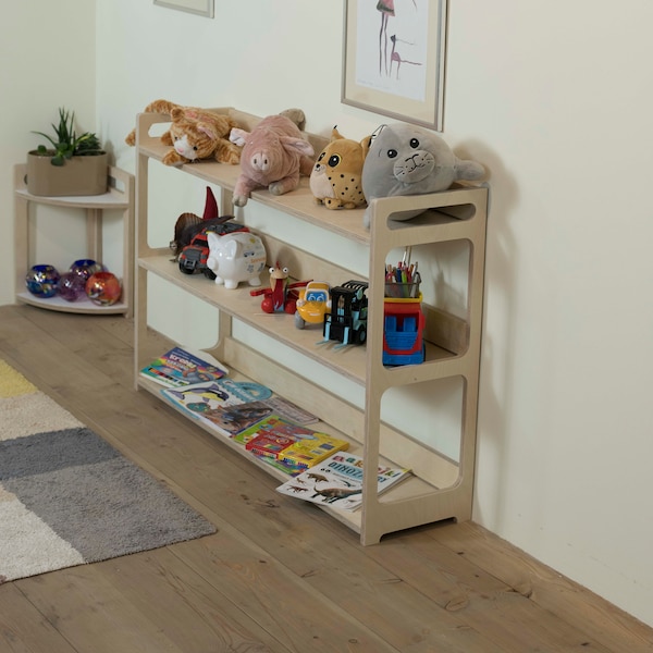 Wooden Toy shelf, h= 80cm/31.5",Modern, simple bookcase, Montessori bookshelf, Kids room decor,