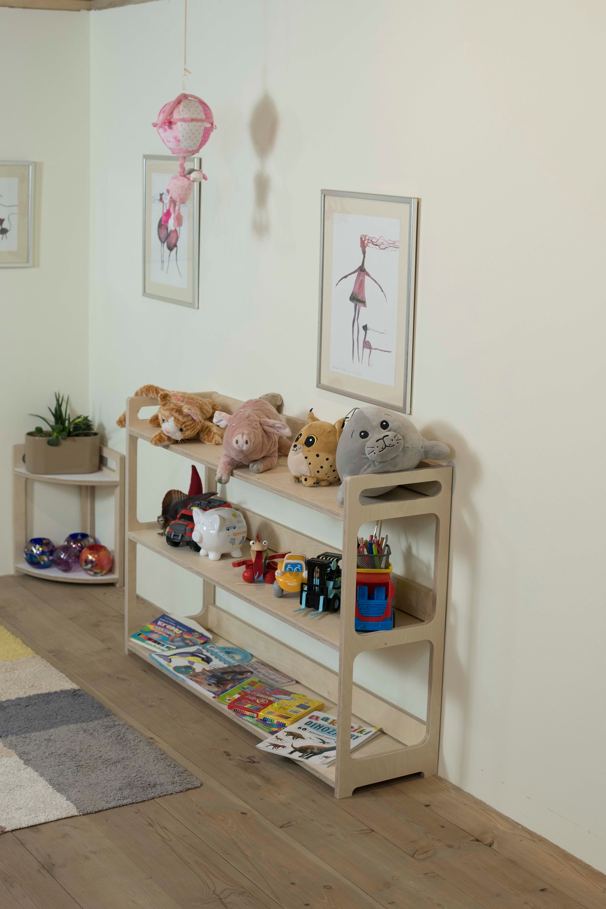 Joyz kinderplank met open vak en doos, krokodil design