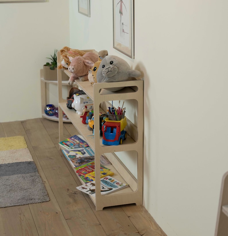 gray toy shelf