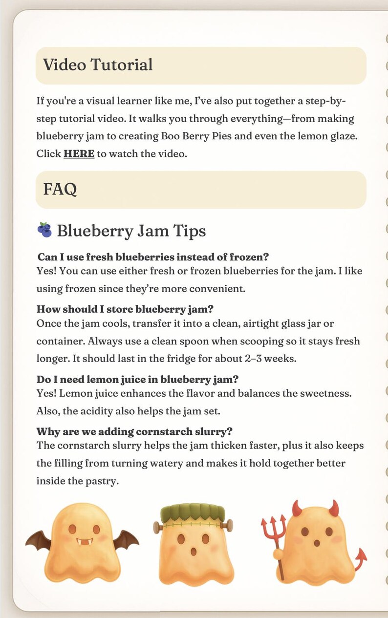 Boo Berry Pie E-recipe Booklet - Etsy UK