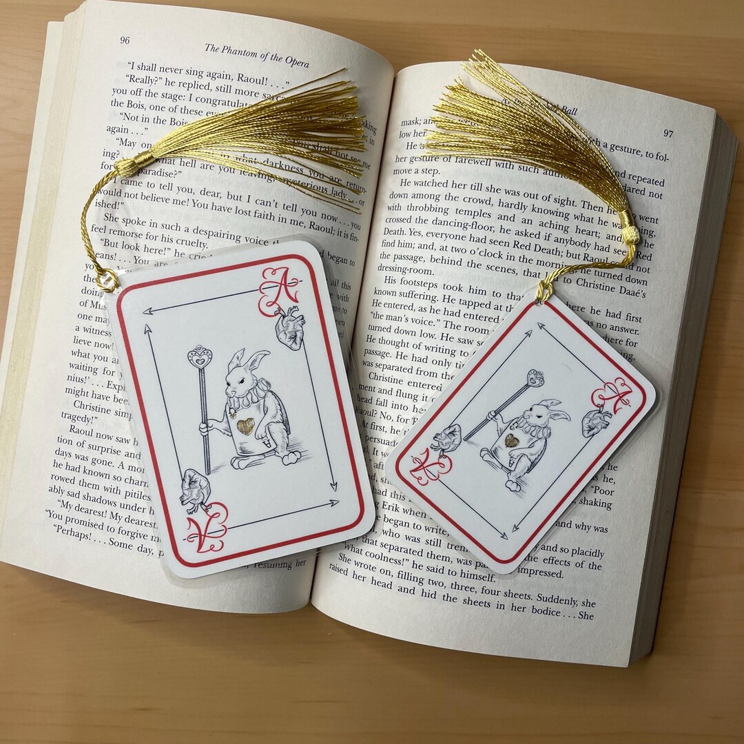 White Rabbit Bookmark, Alice in Wonderland Bookmark, Playing Card ...